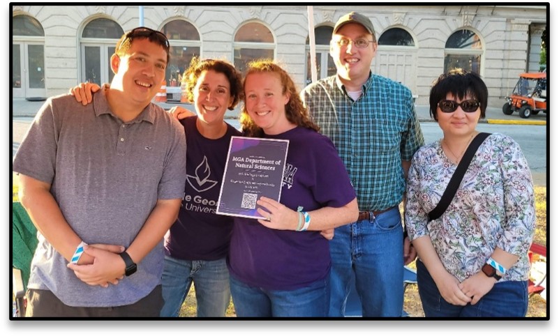 From L-R: Dr. Renat Khatmullin (MGA Chemistry Professor), Dr. Dawn Sherry, Dr. Shannon Meier (MGA Biology Professor), Dr. John Pattillo (MGA Biology Professor), and Dr. Kate Khatmullin (wife of Dr. Renat Khatmullin)